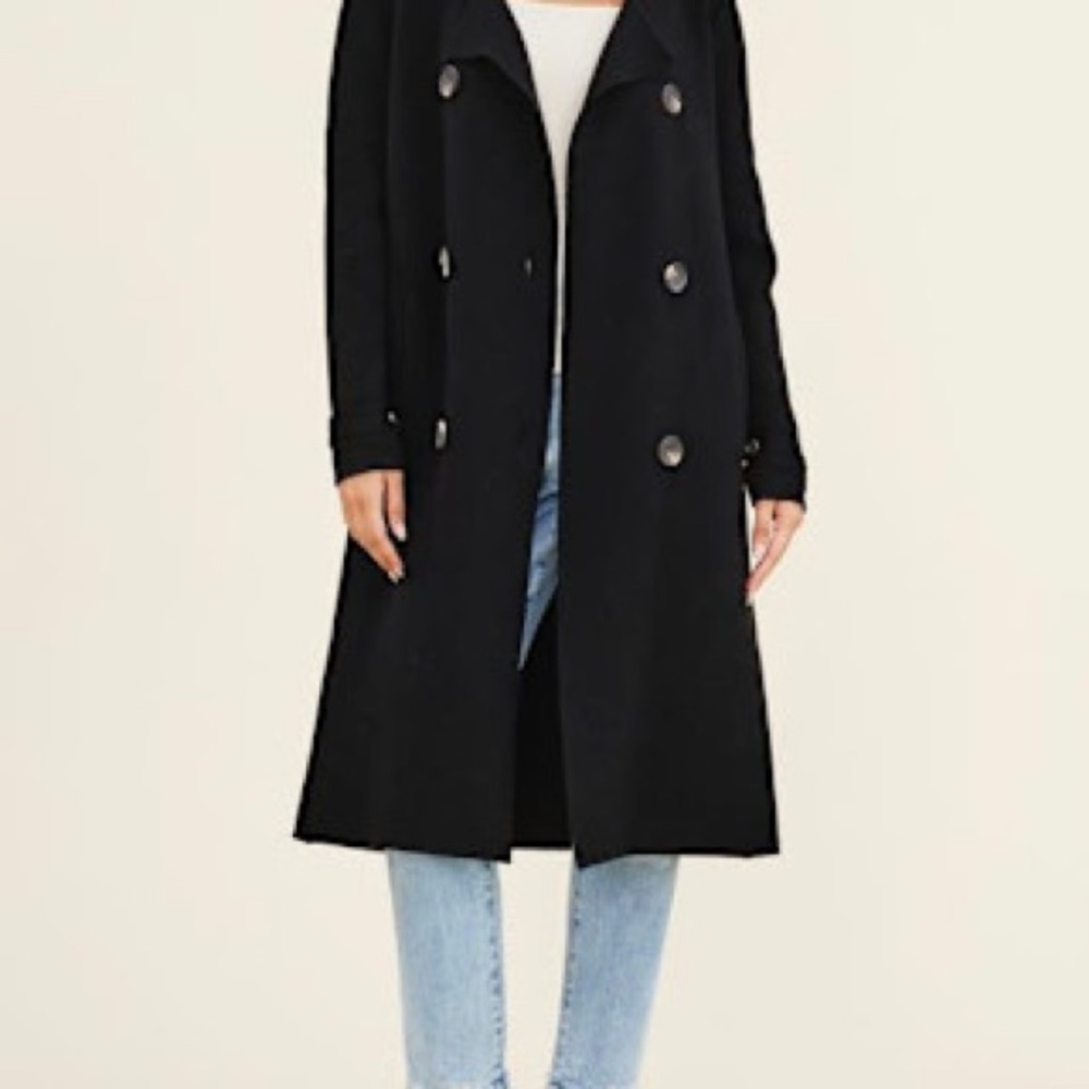 Double Breasted Cashmere Blend Coat Black